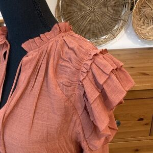 Gauzy flutter cap sleeve top